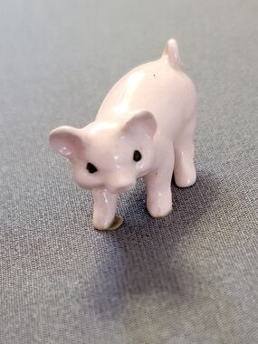 Small Pink Ceramic Pig Figurine Collectible 2" Animal Decor